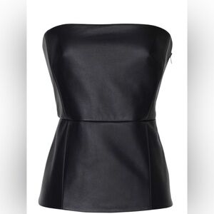 Tibi Black Leather Strapless Bustier. Size 0.
